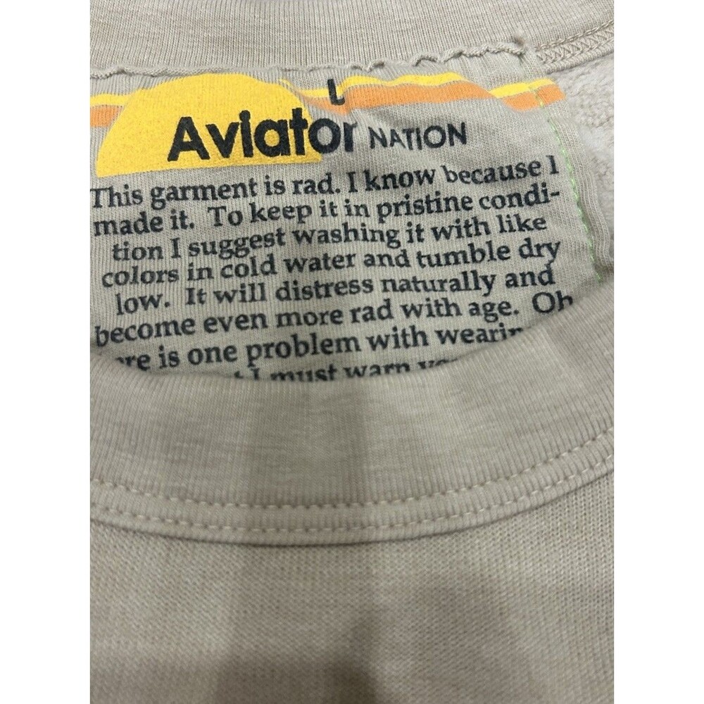AVIATOR NATION Relaxed Bolt Graphic Crew Neck Long Sleeve Sweatshirt in Sand L - Picture 3 of 7